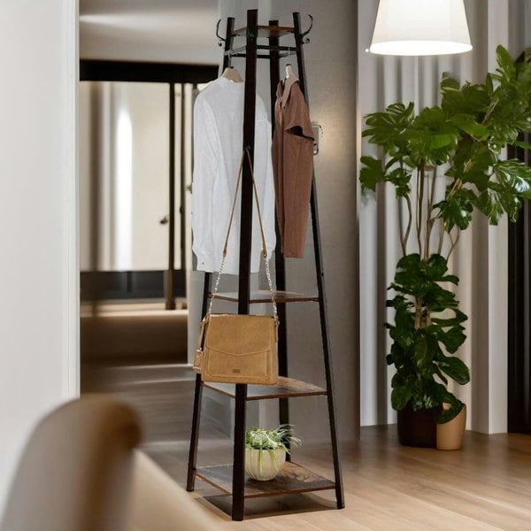 Rafaelo Mobilia Industrial Coat Stand With 2 Shelves