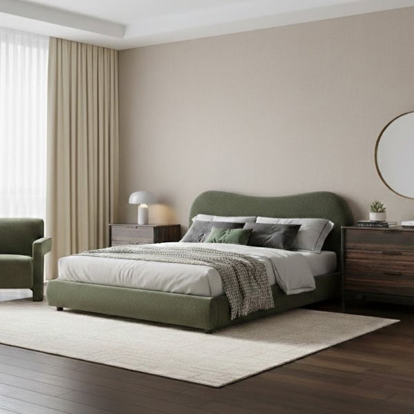 Wave Bed in Natural Weave - King Size - Olive