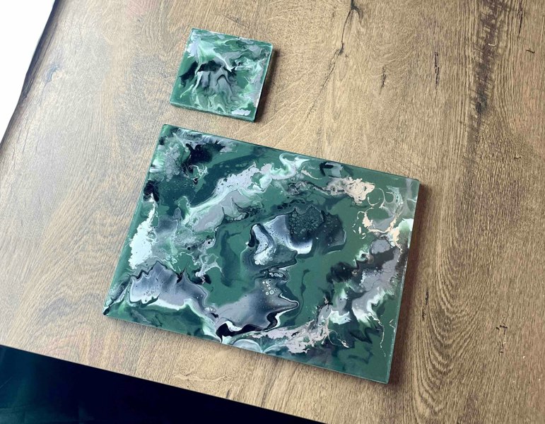 Olive Green Placemats and Coasters Set - Heatproof and Scratch Resistant Table Mats - Earthy green - muted green - khaki - camouflage green - moss green - army green - nature inspired green