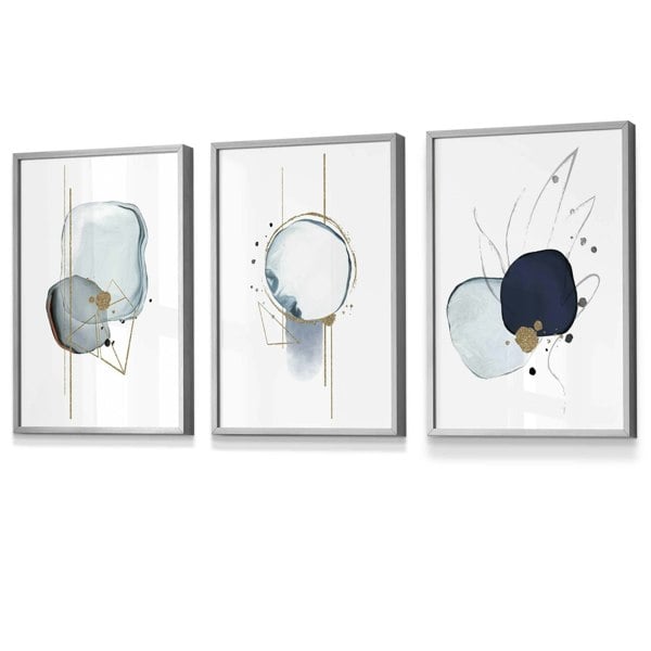 Framed Set of 3 Abstract Winter Mood Art Prints | Artze Wall Art UK