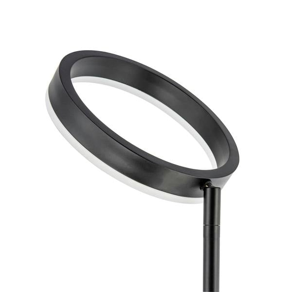 Modern LED Halo Ring Floor Lamp in Matte Black with CCT Dimmer Button Image 5