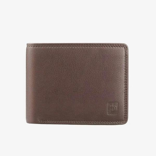 Front view of Brown Washington Bifold Leather Wallet