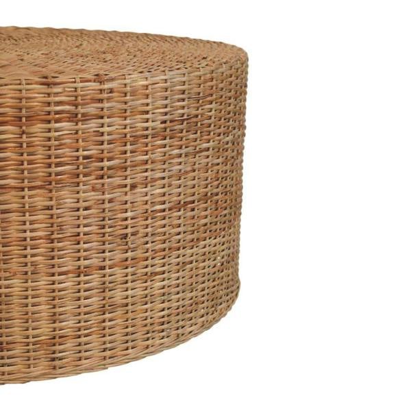 Artisan Furniture Solid Wood Regency Round Woven Coffee Table, Beige