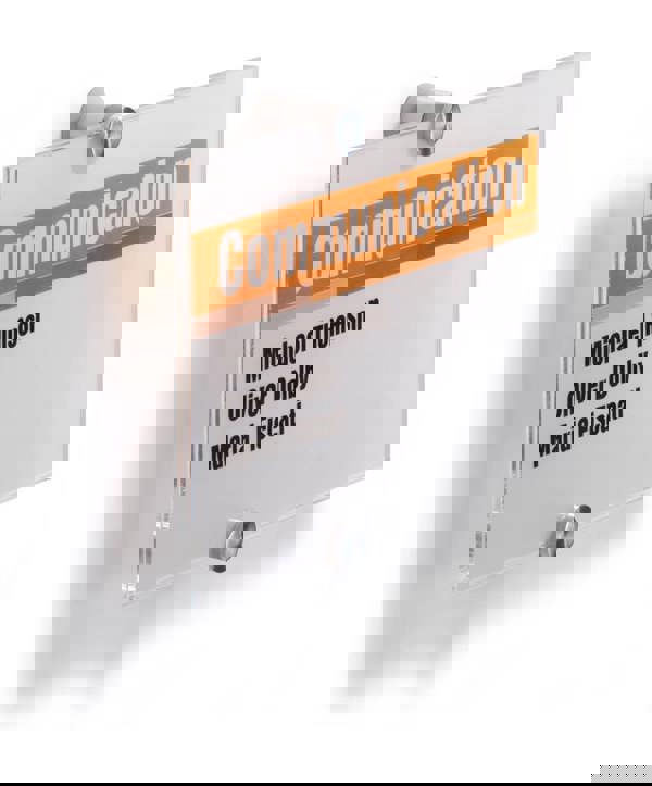 Durable CRYSTAL Frameless Acrylic Door Sign Holder Wall Mounted | A5 Clear