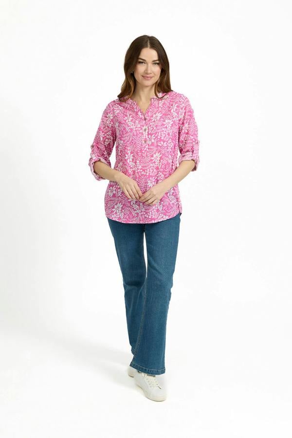 Mudflower Leaf Print Cotton Shirt