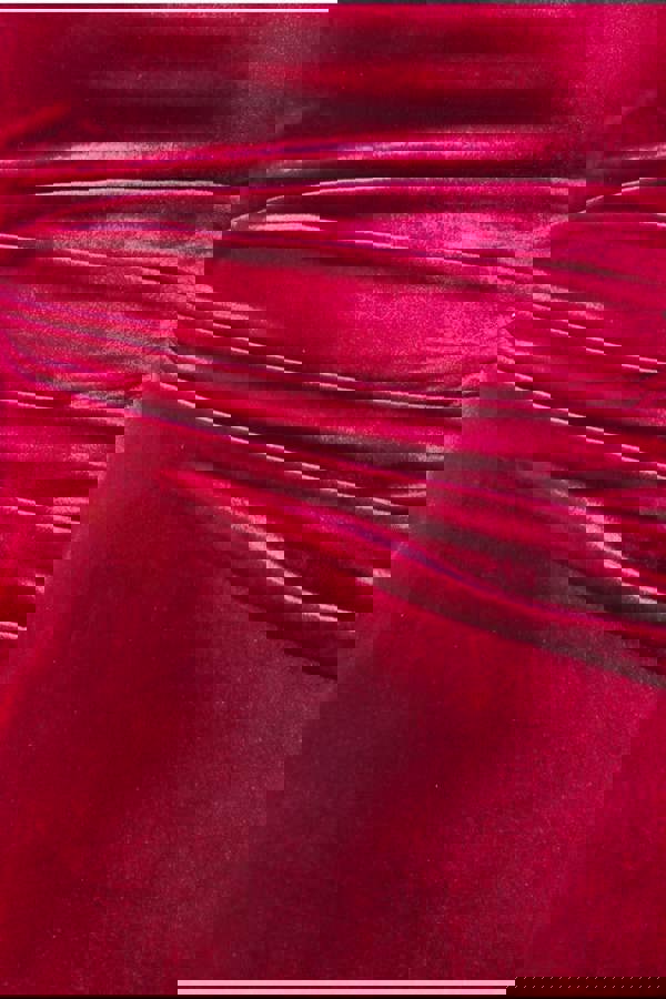 Square Neck Gathered Waist Velvet Maxi - Burgundy DR3994