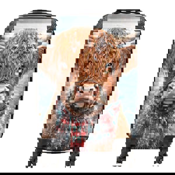 Warren Reed Snowy Highland Cow Suitcase