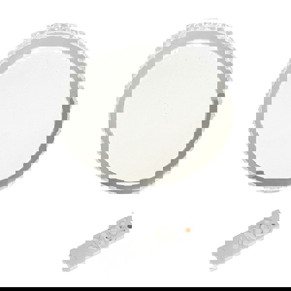 Milagro Layla Stylish White Ceiling Lamp 66W Led Dimmable With Invluded Remote Shade Designed To Give The Effect Of A Starry Sky