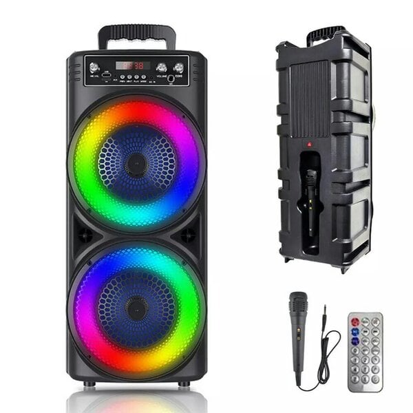 Havendro 6000W Portable Bluetooth Speaker Sub Woofer Heavy Bass Sound System Party Mic - black - plastic