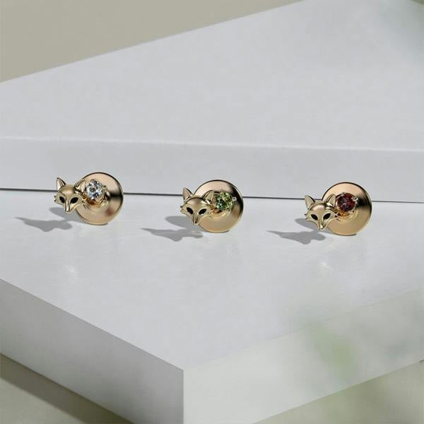 Gemondo Gardenia Garnet Fox Pin In 9ct Yellow Gold