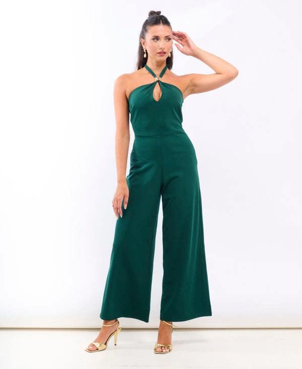 Needs No Label Green Hardware Halterneck Jumpsuit