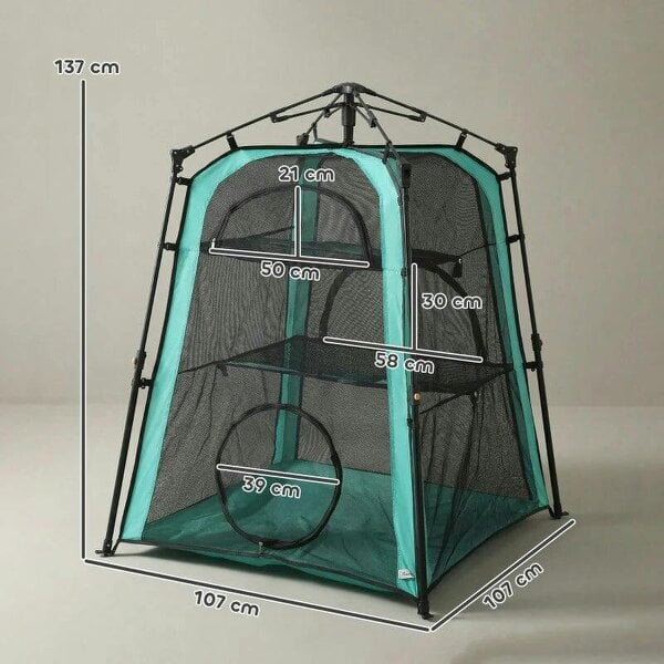 Cat Tent, 3-Tier Portable Pet Tent for Indoor Outdoor, Cat House with Multi-Door, Carry Bag, Breathable Mesh