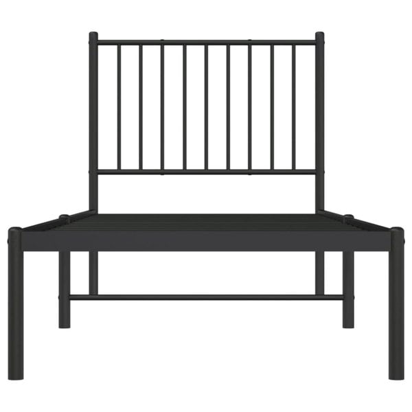 Berkfield Metal Bed Frame with Headboard Black 75x190 cm 2FT6 Small Single