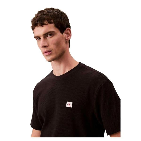 Calvin Klein Mens Badge Waffle T-Shirt - Black - 