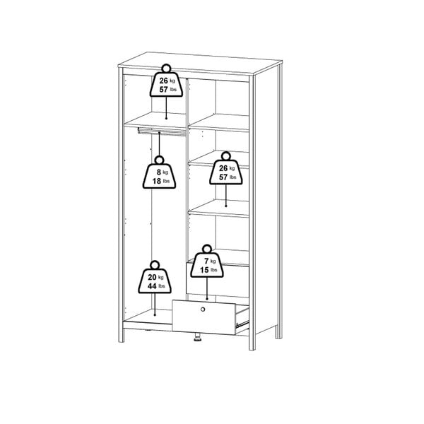Wyld Haus Wildberry Matt White Wooden Mirror Wardrobe 2 Doors 2 Drawers Leather Handles