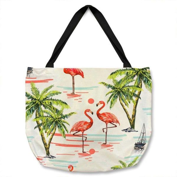 Benjamin Tate Design Flamingo & Palm Trees Tote bag
