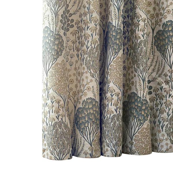 Wylder Ophelia Jacquard Floral Pencil Pleat Curtains - Wedgewood - 