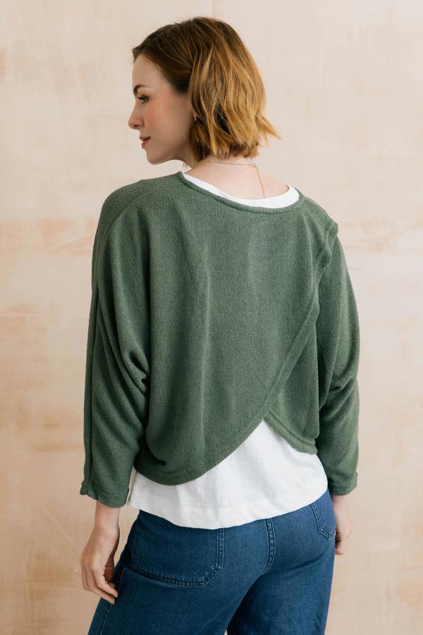 Lily & Me Penny Batwing Crossover Jumper Laurel Green