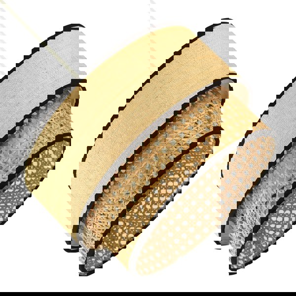 Modern Double Tier Real Natural Rattan Pendant Shade with Black Trims Image 4