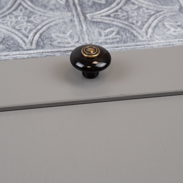 Handle & Home 32mm Black Ceramic Knob with Centre Detail