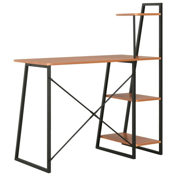 Berkfield Desk with Shelving Unit Black and Brown 102x50x117 cm