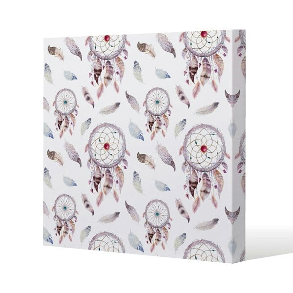 Benjamin Tate Design Dreamcatcher and feather pattern Slim Style Canvas Print  90x90cm , 15mm Slim Real wood.