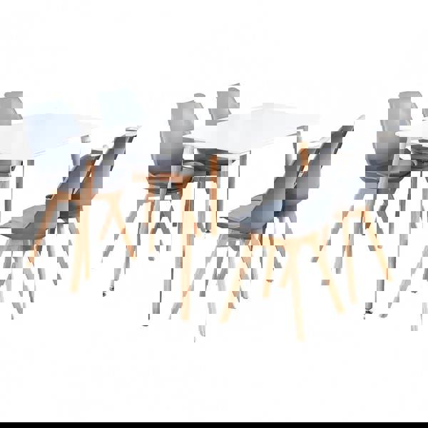 Life Interiors 5PCs Dining Set - a White Halo Dining Table & Set of 4 Lorenzo Tulip Chairs with Padded Seat