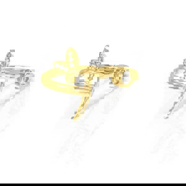 Say It With Adjustable Winged Initial Ring - Yellow Gold Plated