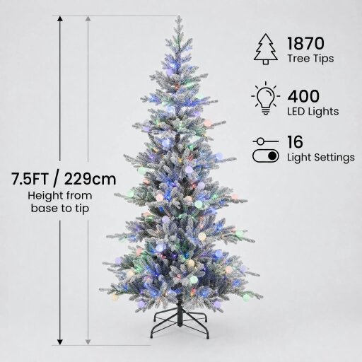 Outdoor Living Aurora Winter Glow Flocked White Multi-Colour Christmas Tree