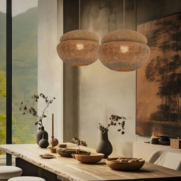 Lightsin Handwoven Natural Bulrush Pendant Light with Pot Lid-Inspired Design Lightsin UK 