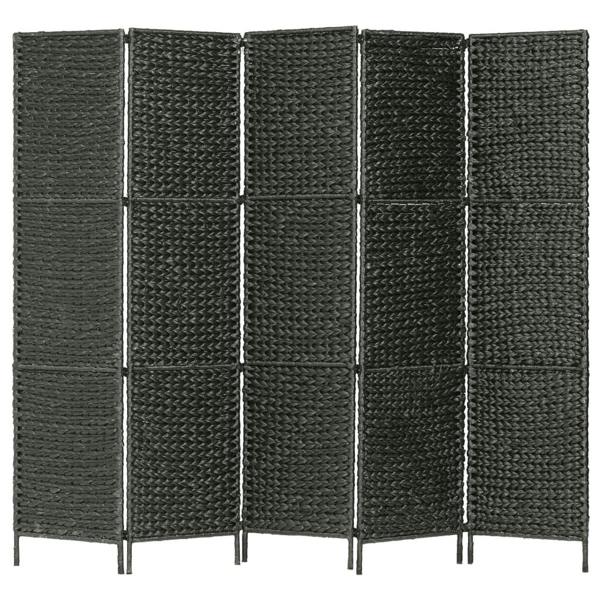Berkfield 5-Panel Room Divider Black 193x160 cm Water Hyacinth