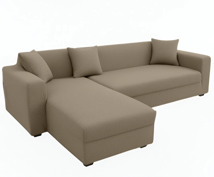 Anyseat 4 Seater Sofa Cover Plain Beige Style and Protection For Living Room Sofa Chair Elastic Stretchable Slipcover