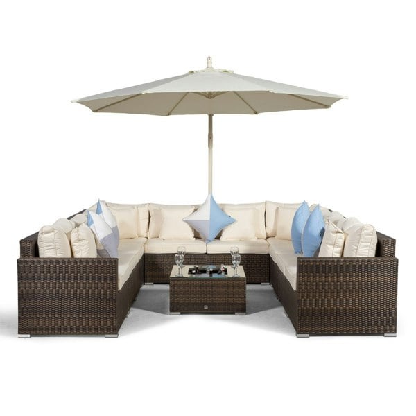 Giardino Havana 10 Seat Rattan Sofa Conversation Set with Ice Bucket Coffee Table