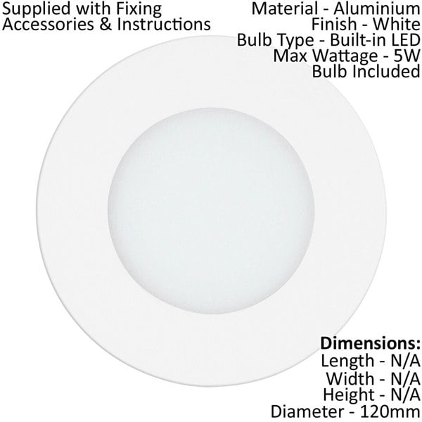 Wall Flush Ceiling Light Colour White Shade White Plastic Bulb LED 5W Included Loops