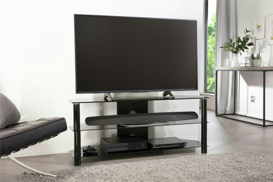 Dorel Home Essentials TV-Stand with 3 Shelves Black/Glass ESS1200/3-BLK