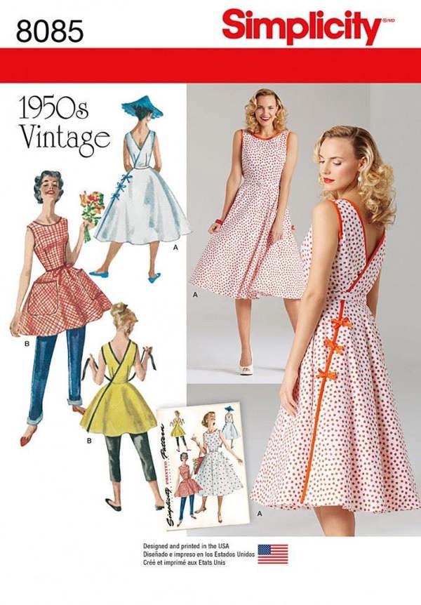 Simplicity Sewing Pattern 8085, Dresses, Vintage Style for Women, H5 (6-8-10-12-14) - Intermediate