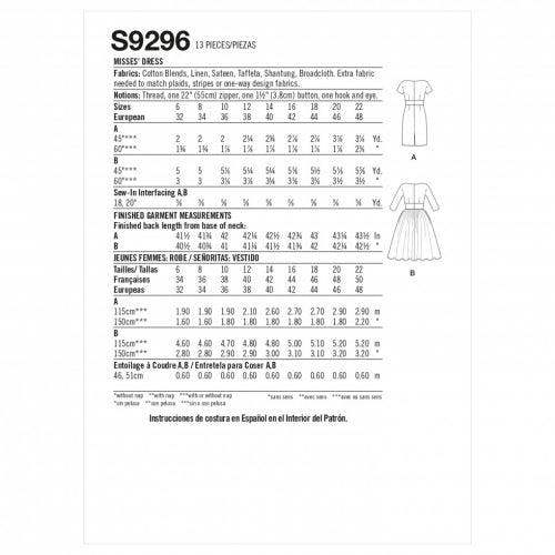 Simplicity Sewing Pattern 9296, Dresses, Vintage Style for Women, A5 (6-8-10-12-14) - Intermediate
