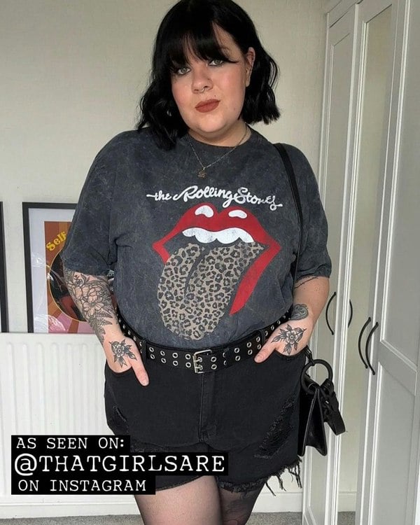 The Rolling Stones Leopard Tongue Dip Dye Acid Wash Tee