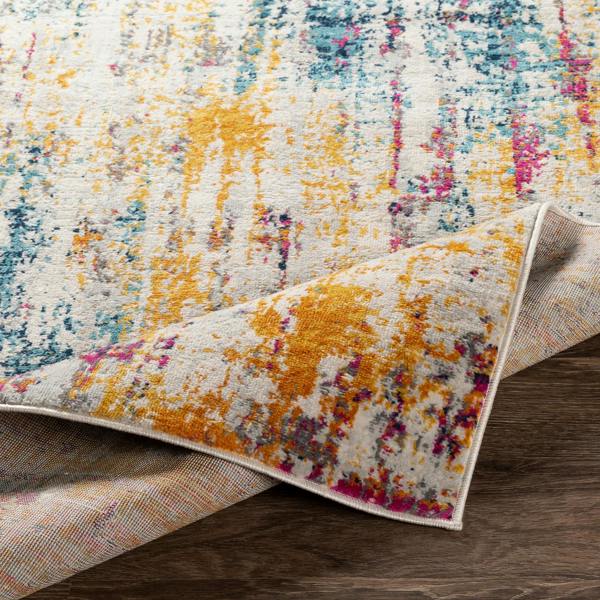 Livabliss Floransa-Abstract Grey Pink Yellow Blue Modern Marble Rug