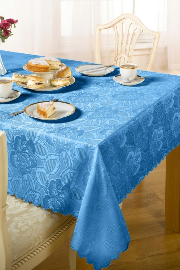 Emma Barclay Damask Rose Tablecloths - Blue