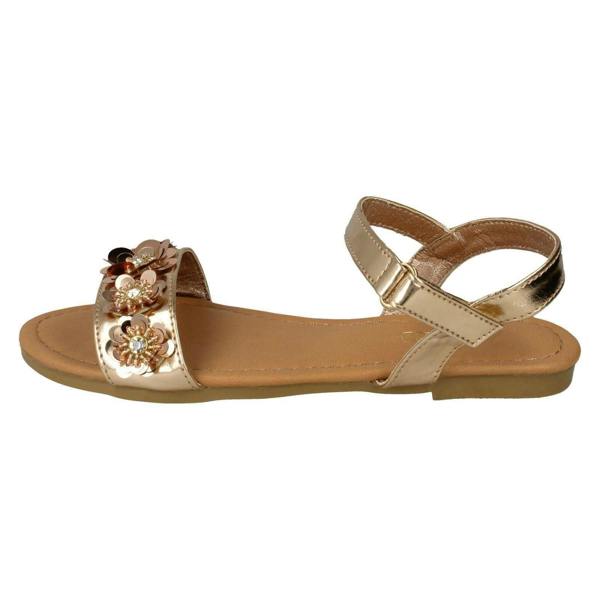 Spot On Girls Spot On Sequin Flower Trim Sandals H0270
