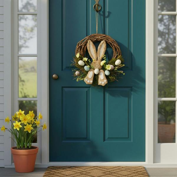 Garden Greatness Springtime Decorative Easter Bunny Wreath