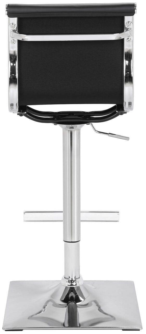 Lamboro Rovigo Breakfast Bar Stool, Chrome Footrest, Height Adjustable Swivel Gas Lift, Home Bar & Kitchen Faux-Leather Barstool, Black
