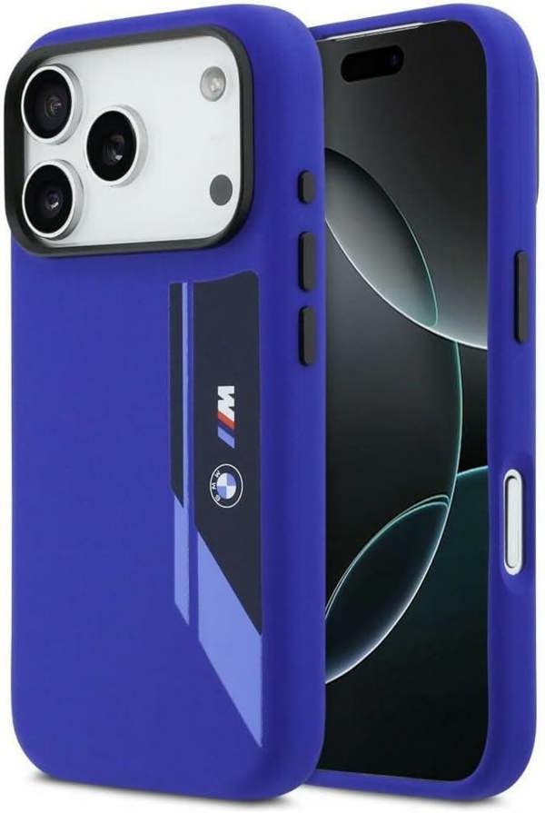 BMW M Series Silicone Vertical Logo Case with MagSafe for iPhone 17 Pro 6.3" Blue - BMHMP17L25SDBSV