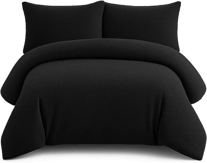 Night Zone Teddy Fleece Duvet Cover Set – Soft Warm Teddy Bear Bedding with Pillowcases