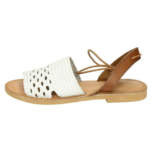 Leather Collection Ladies Leather Collection Flat Weaved Mule Sandals