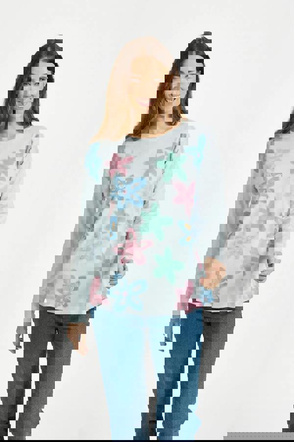 Mudflower Large Floral Print Lightweight Knit Jumper