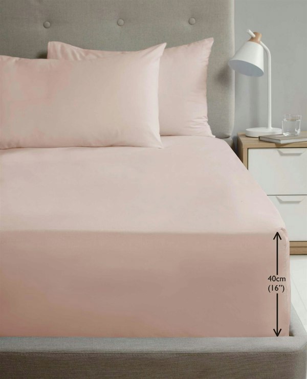 HomeSpace Direct Percale Extra Deep 16" Fitted Sheet