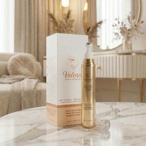 Velora Hydrating Goat Milk Under Eye Cream | Fragrance-Free Daily Eye Care | 30ml
