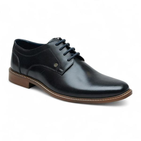 Ben Sherman Men's Black Leather Polished Plain Formal Derby Shoes
